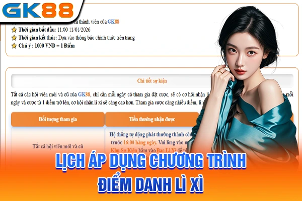 Lịch áp dụng chương trình điểm danh lì xì